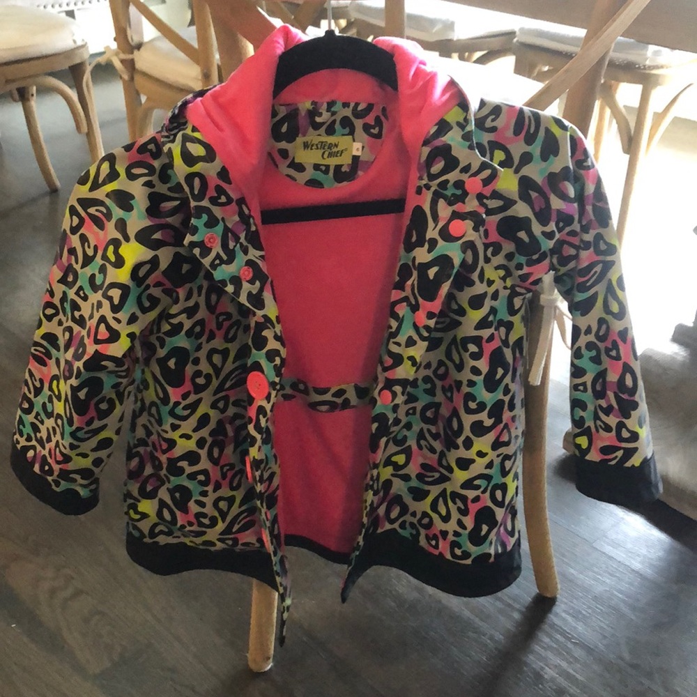 Little girls Western Chief leopard raincoat